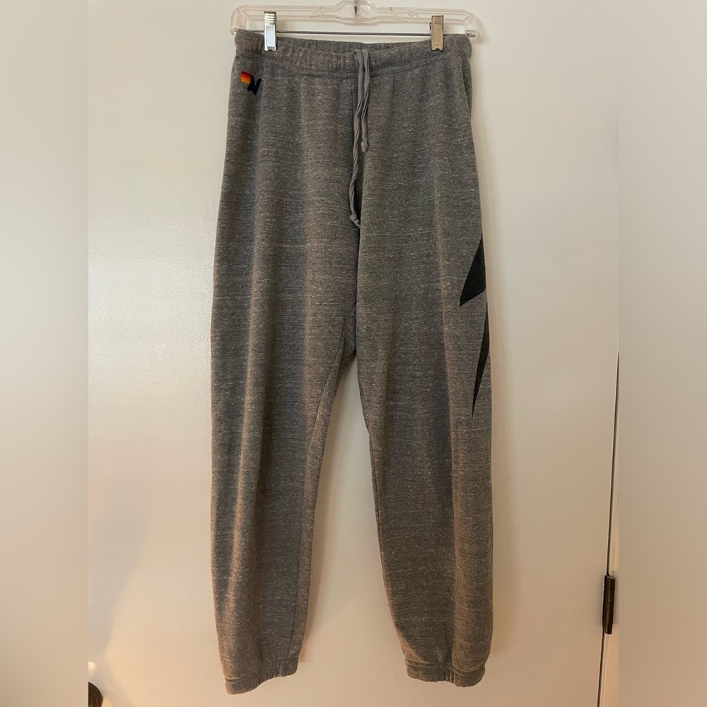 AVIATOR NATION Women’s Bolt Sweatpants in good condition!  Grey w/black bolt, M.